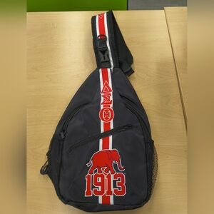 Black Sling Bag with Red Elephant Design